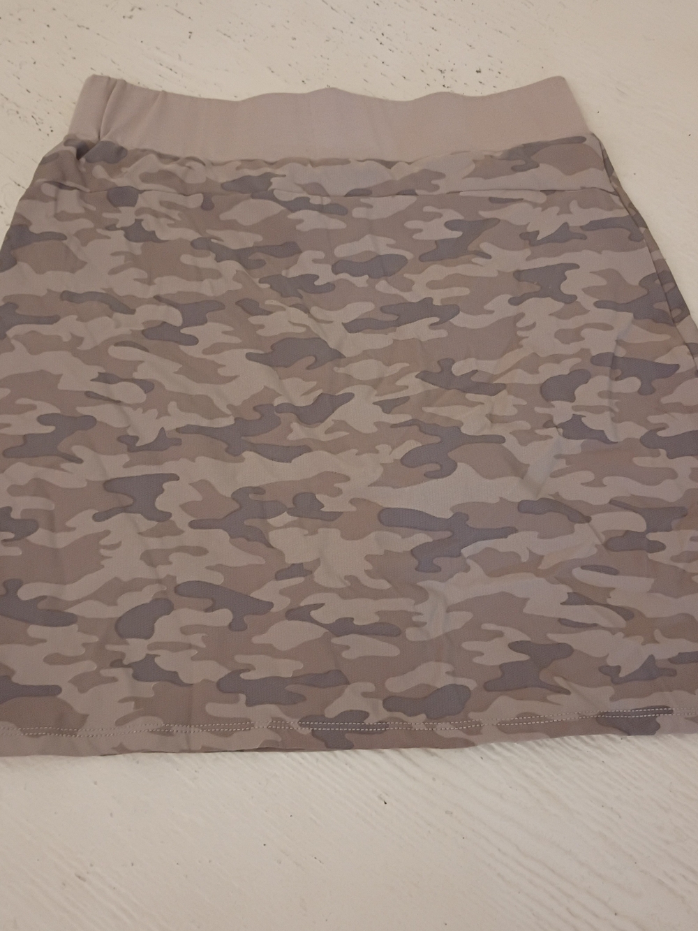 Neutral Beige Camo Mini Skirt with Zip Pockets - Picture 2 of 4